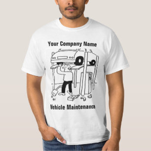 T-shirt med tecknad bild för fordonsunderhåll