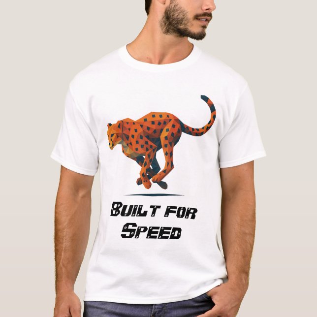 T-shirt med texten Gepard byggd för hastighet (Framsida)