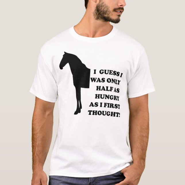 T-shirt med texten Jag kunde äta en häst rolig (Framsida)