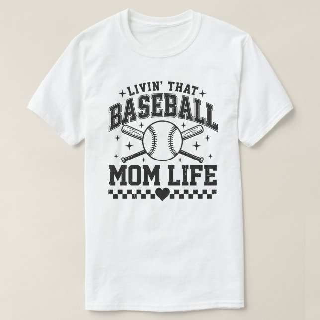 T-shirt med texten 'Lever det där baseball-mammans (Design framsida)