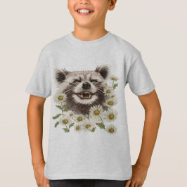 T-shirt med texten "Raccoon" i lycklig
