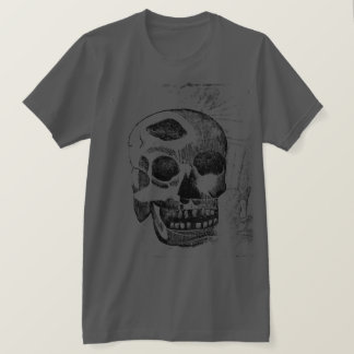 T-shirt med träsnittsmotiv av dödskalle