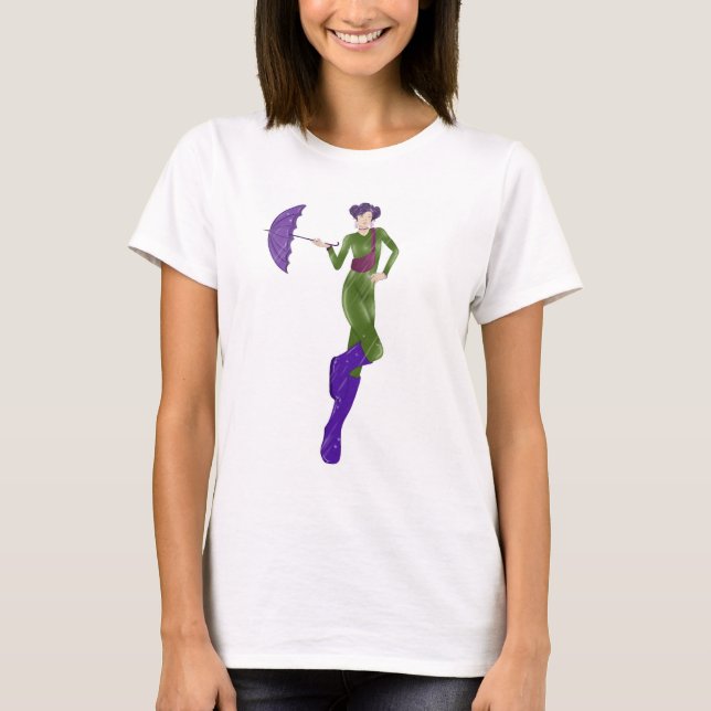 T-shirt med tryck av en flicka «City Dreamer» (Framsida)