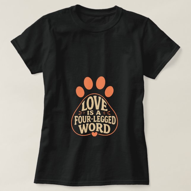 T-shirt med tryck av tass för djurägare (Design framsida)