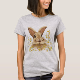 T-shirt med tryckt Lycklig Bunny i Golden Tone