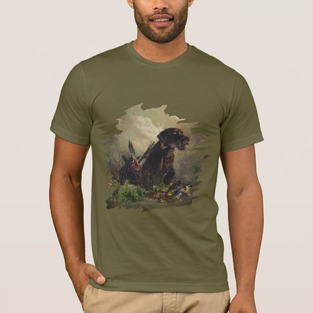 T-shirt med tysk wirehaired pointer (Framsida)