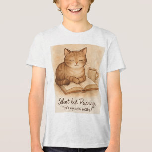 T-shirt med tyst men spinnande katt
