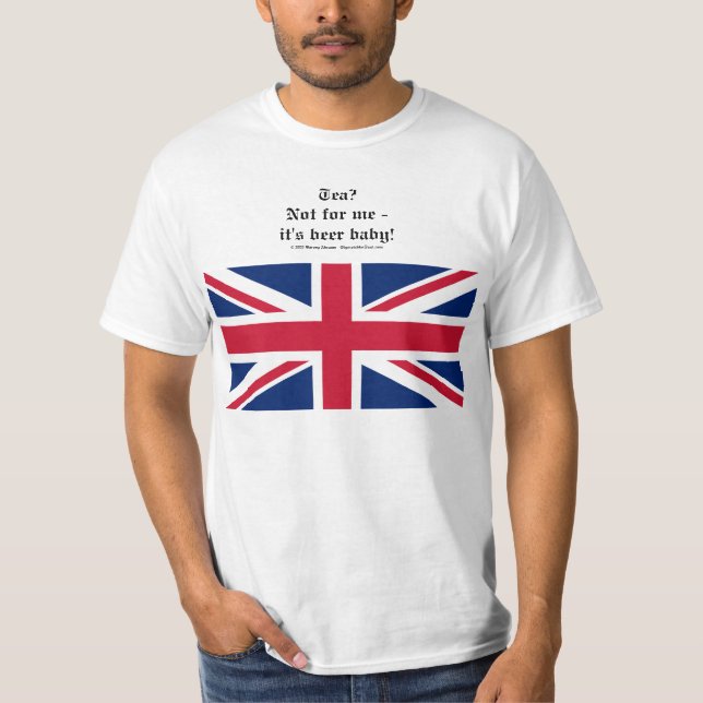 T-Shirt med Union Jack (UK) Tea? Inte för mig.... (Framsida)