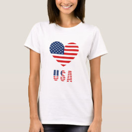 T-Shirt med USA flagga Heart Design
