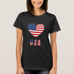 T-Shirt med USA flagga Heart Design