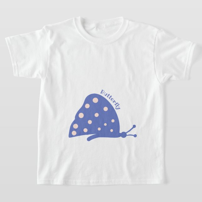 T-Shirt med vacker minimal blå fjäril (Laydown)