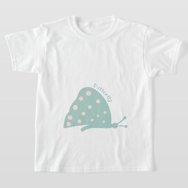 T-shirt med vacker minimal grön fjäril (Laydown)
