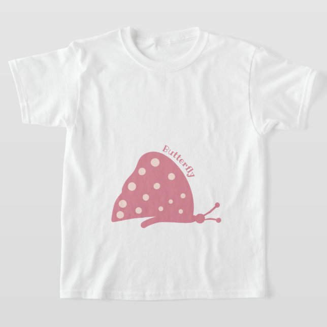 T-shirt med vacker minimal rosa fjäril (Laydown)