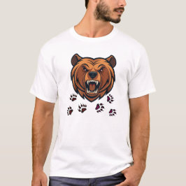 T-shirt med våldsamt björn-huvud som skriker - gra