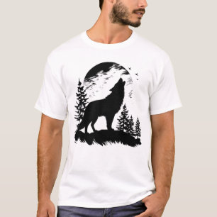 T-shirt med vargtryck, herrtees, casual t-shirt