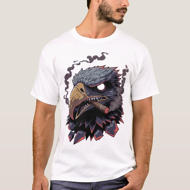 T-shirt med vild stenhök-maskot (Framsida)