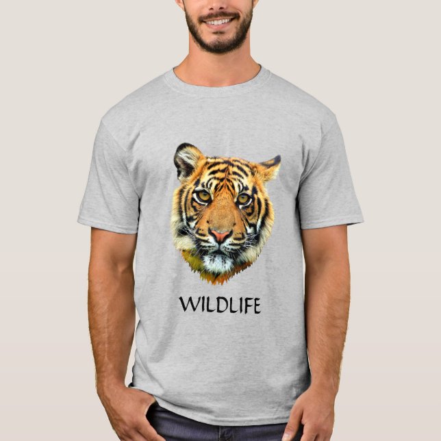 T-shirt med vild tiger-djurs ansikte (Framsida)