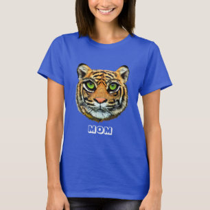 T-shirt med vild ung tigeransikte och kalligrafi