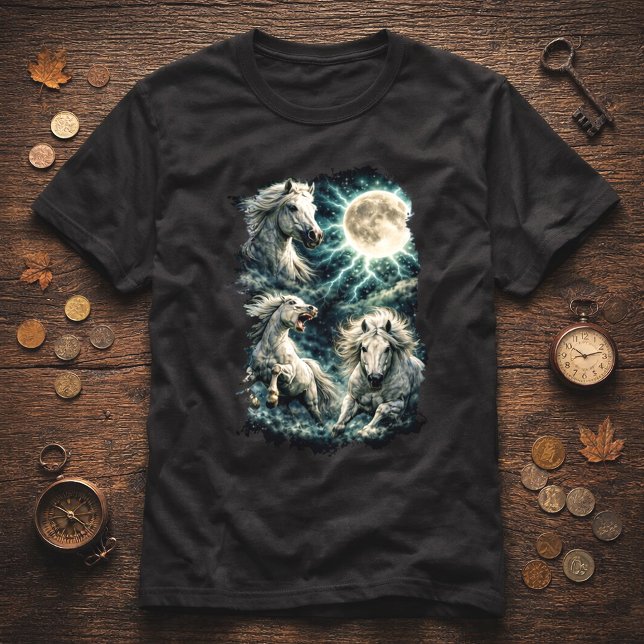 T-shirt med vilda hästar och måne (Skapare uppladdad)