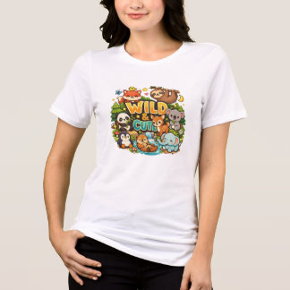 T-shirt med vilda och söta djur – förälskad i djur