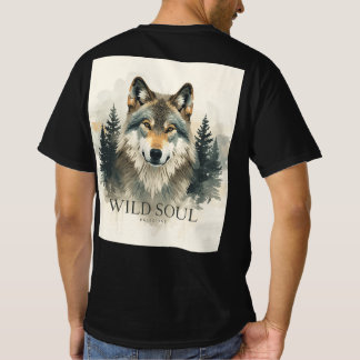T-shirt med vildsoul varg akvarell skogs konst
