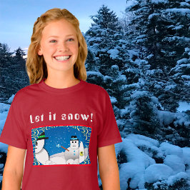 T-shirt med vinterstorm - snömannens glädje