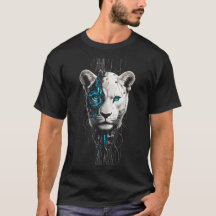 T-shirt med vit lejon med blå ögon | Mystiskt lejo