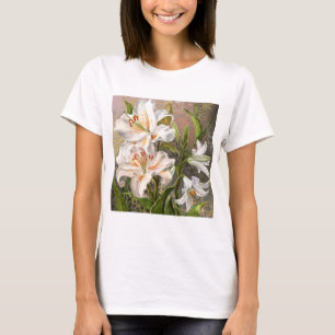 T-Shirt med Vita Liljor