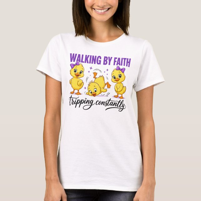 T-shirt med Walking By Faith-ankor (Framsida)