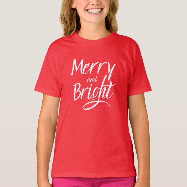 T-Shirt : Merry and Bright (deep red) (Framsida)