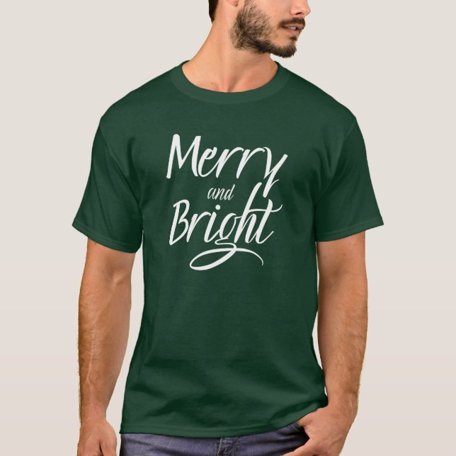 T-Shirt : Merry and Bright (green) (Framsida)