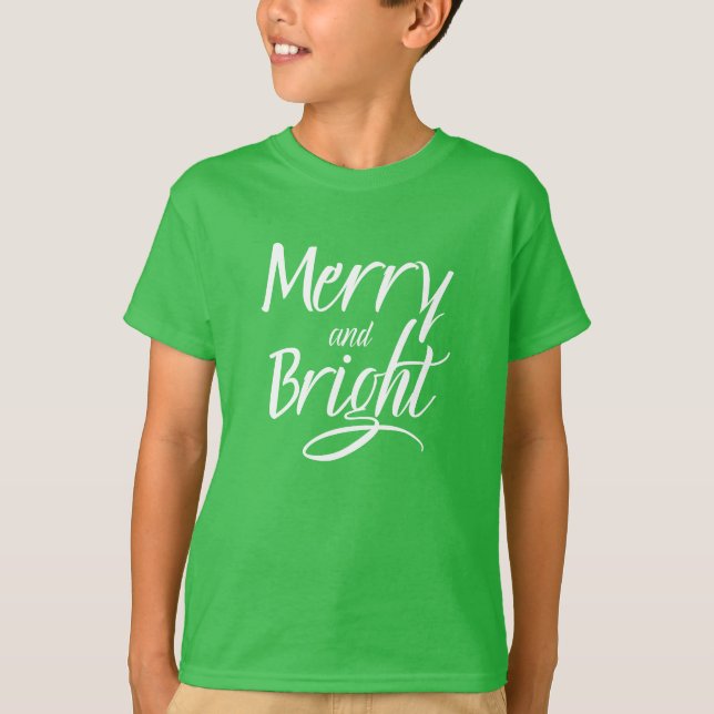 T-Shirt : Merry and Bright (green) (Framsida)