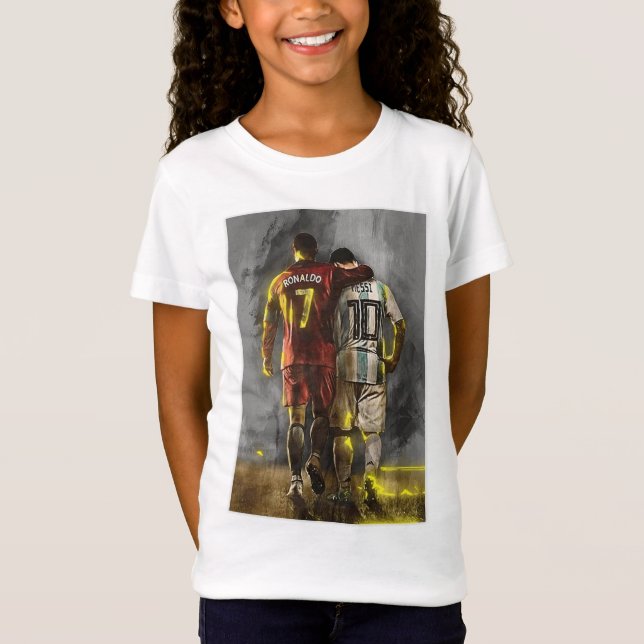 T-Shirt Messi och Ronaldo-vänner skriver ut (Framsida)