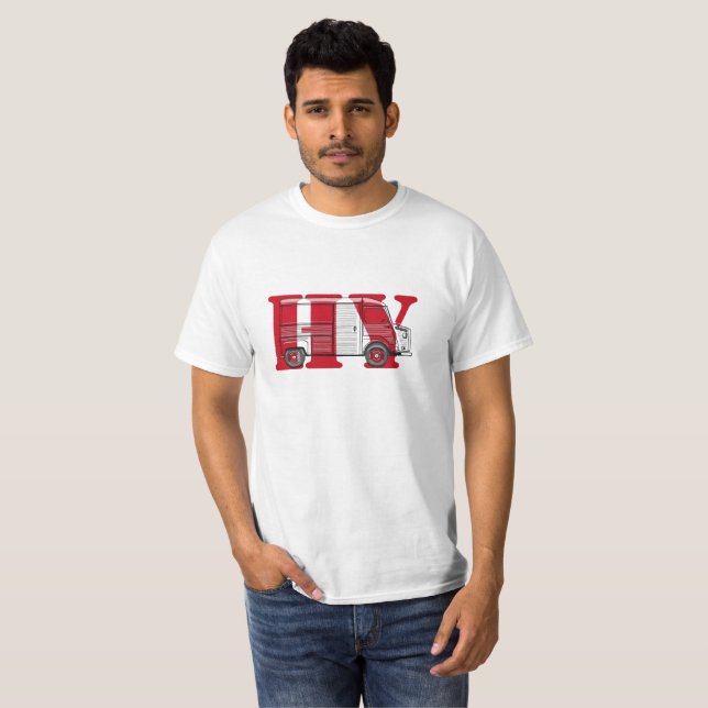 T-shirt met Citroën HY bus rood tekst (Hel framsida)