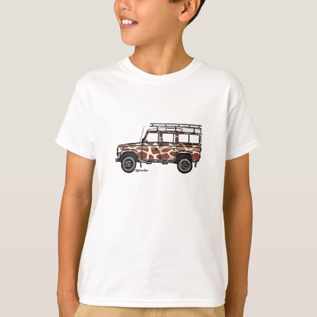 T-shirt met stoere Defender in giraffe print (Framsida)