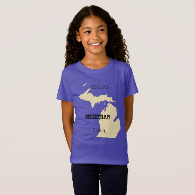 T-shirt - Michigan Karta med City (Hel framsida)