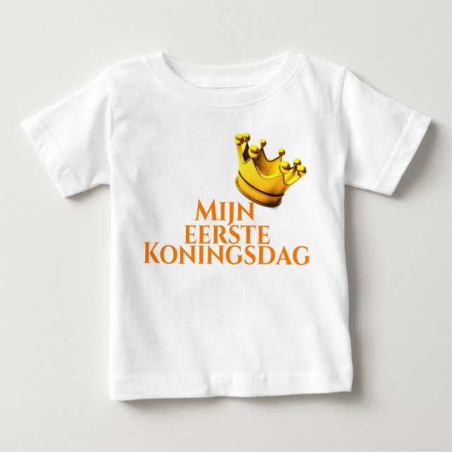 T-shirt "Mijn eerste Koningsdag". (Framsida)