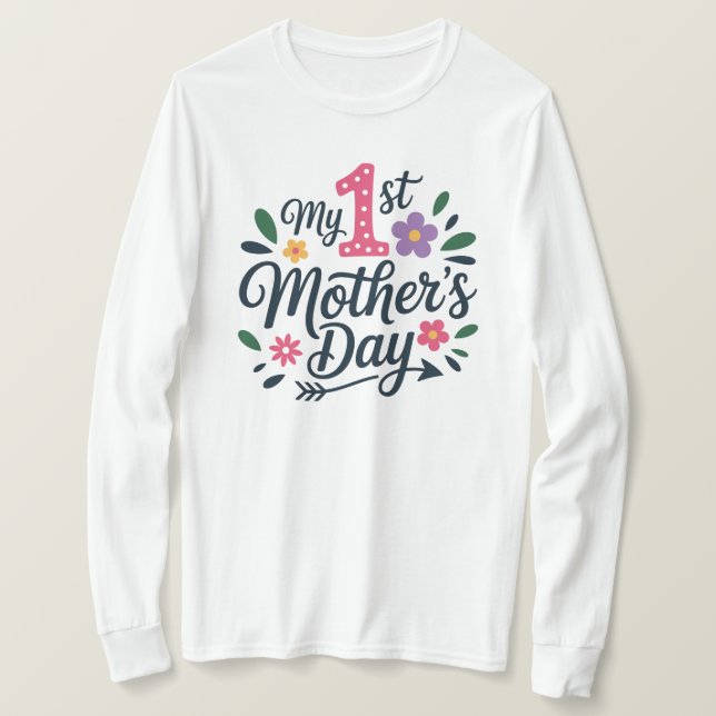 T-Shirt-Mitt Första Mors Dag T-Shirt – Ny Mamma  (Design framsida)