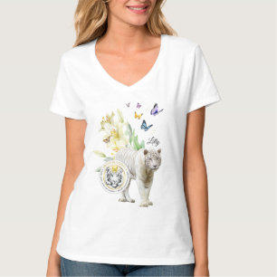 T-Shirt Modig Butterfly BE Byt vit tiger