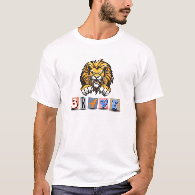 T-Shirt modig lejon utskrift (Framsida)