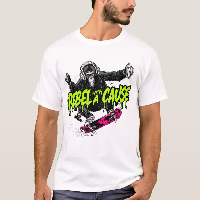 T-Shirt Monkey skateboarding (Framsida)