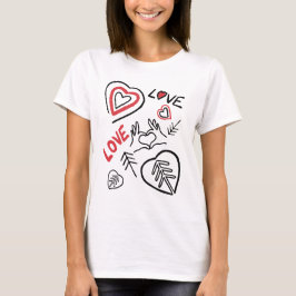 T-shirt motifs cœurs et love