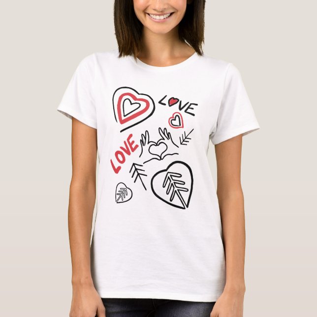 T-shirt motifs cœurs et love (Framsida)