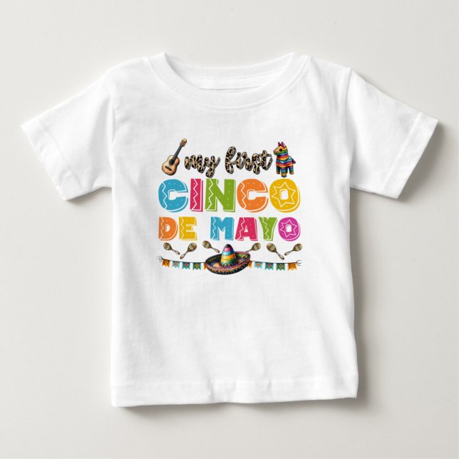 T-Shirt-My First Cinco de Mayo Baby  T Shirt (Framsida)