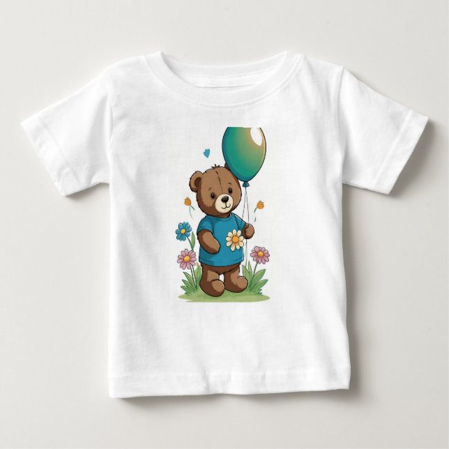T-Shirt Mysigt Bear i ängen (Framsida)