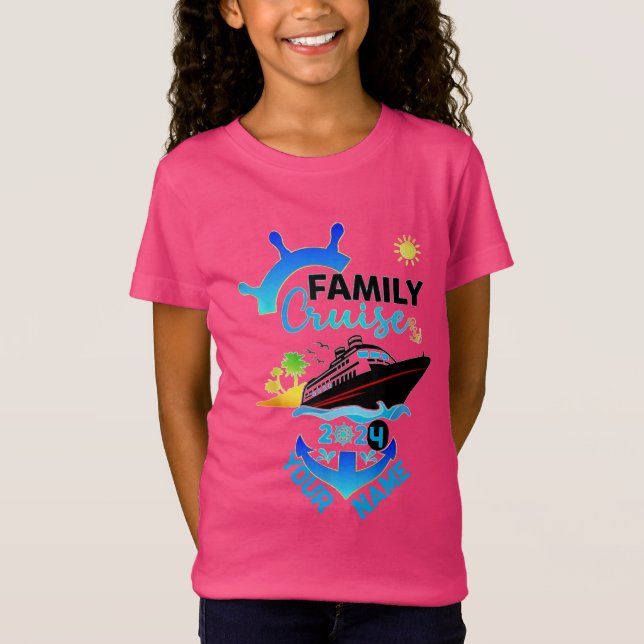 T-Shirt namn Personlig Cruise Frakt Family Resa (Framsida)