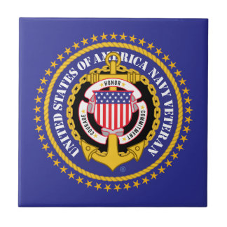 T-Shirt Navy Veteran 2 Ceramic Tile Kakelplatta