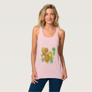 T-shirt - Neon Flowers for Summer Linne Med Racerback