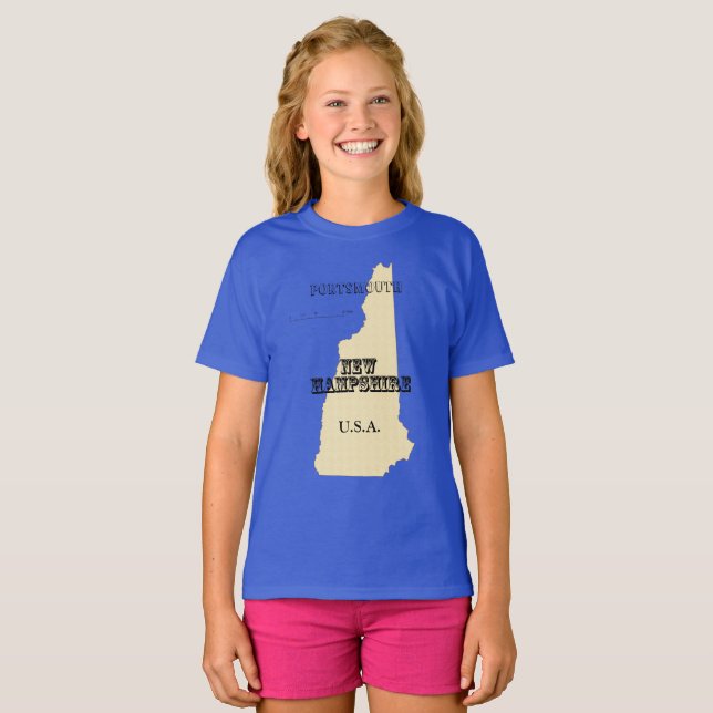 T-shirt - New Hampshire Karta med City (Hel framsida)