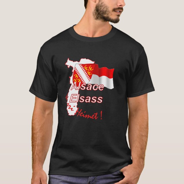 T-shirt noir "Alsace Elsass unsri Heimet" (Framsida)